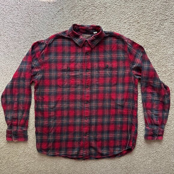 Woolrich Shirt Mens XL Button Up Flannel Long Sleeve Red Pockets Point Collar - Picture 1 of 11